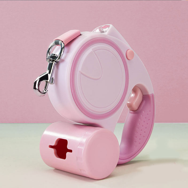 Laisse pour chien LED et sac poubelle rose