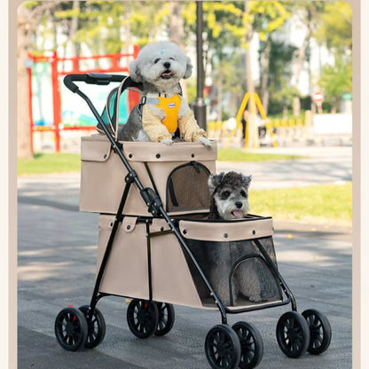 2 chiens dans poussettes pour chiens DoubleCouchePetStroller

