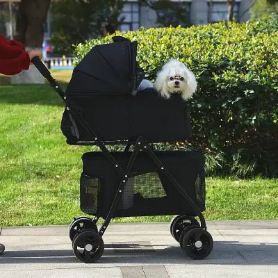 balade en ville avec poussette pour Chien - PetStroller™ - Noir 