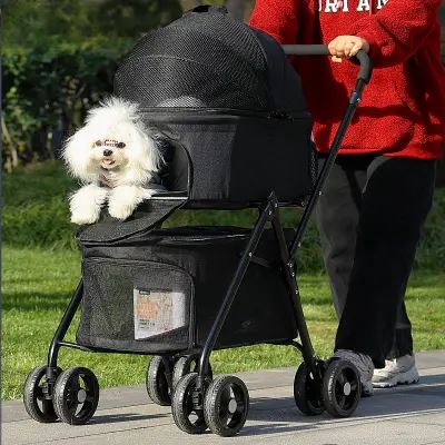 Bichon, balade dans poussette pour Chien - PetStroller™ - Noir 