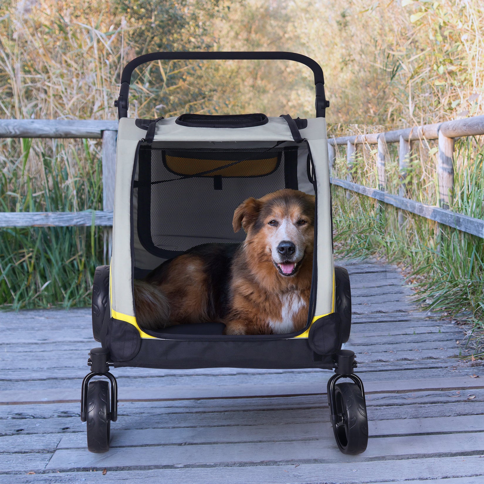 chien couché dans poussette à chien GreatPetStroller™
