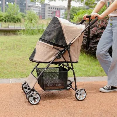 chien dans poussette pour Chien - PetStroller™ - Beige fermée