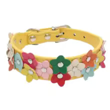 collier pour chien fleurs jaune