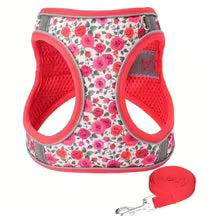 harnais imprimé floral-rouge