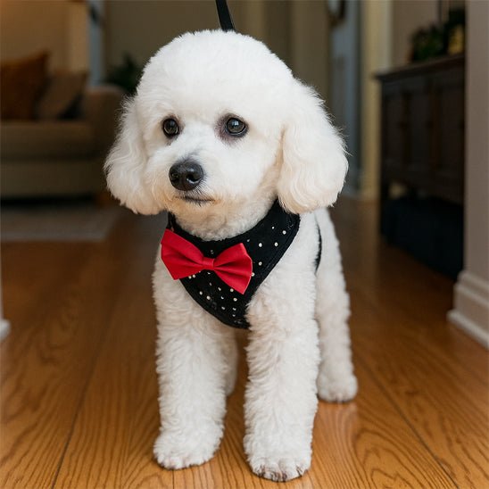 harnais petit chien diamanté smoking chien debout