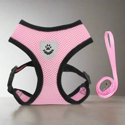 harnais pour chien DogHarnessLeadLeash rose-2