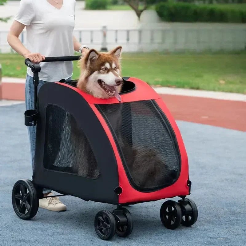 Husky balade dans poussette pour Chien  StrollyPet™ - Rouge
