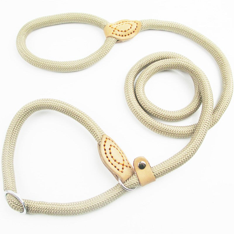 laisse chien tressée ajustable-kaki