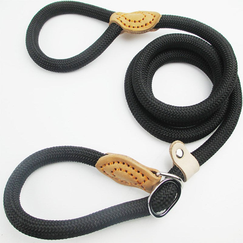 laisse chien tressée ajustable-noir