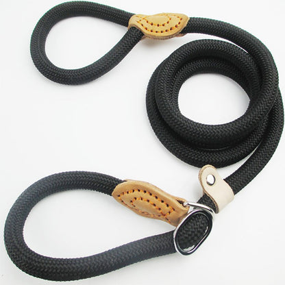 laisse chien tressée ajustable-noir