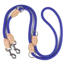 laisse double pour chien premium ajustable-bleu