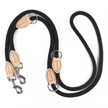 laisse double pour chien premium ajustable-noir
