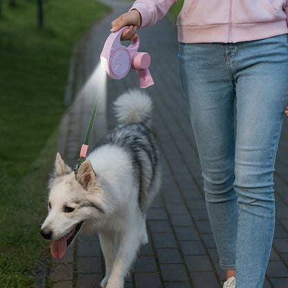 laisse pour chien LED et sac poubelle balade nocturne parc