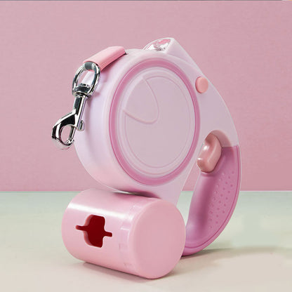 Laisse pour chien LED et sac poubelle rose