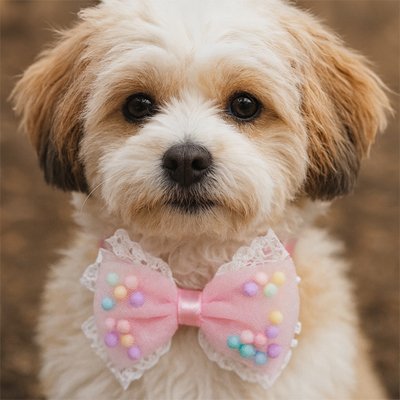 petit chien portant collier chien Festif Elégance rose