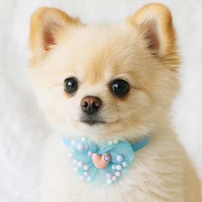petit chien portant collier chien Festif Elégance bleu
