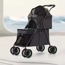  poussettes pour chiens DoubleCouchePetStroller-noir