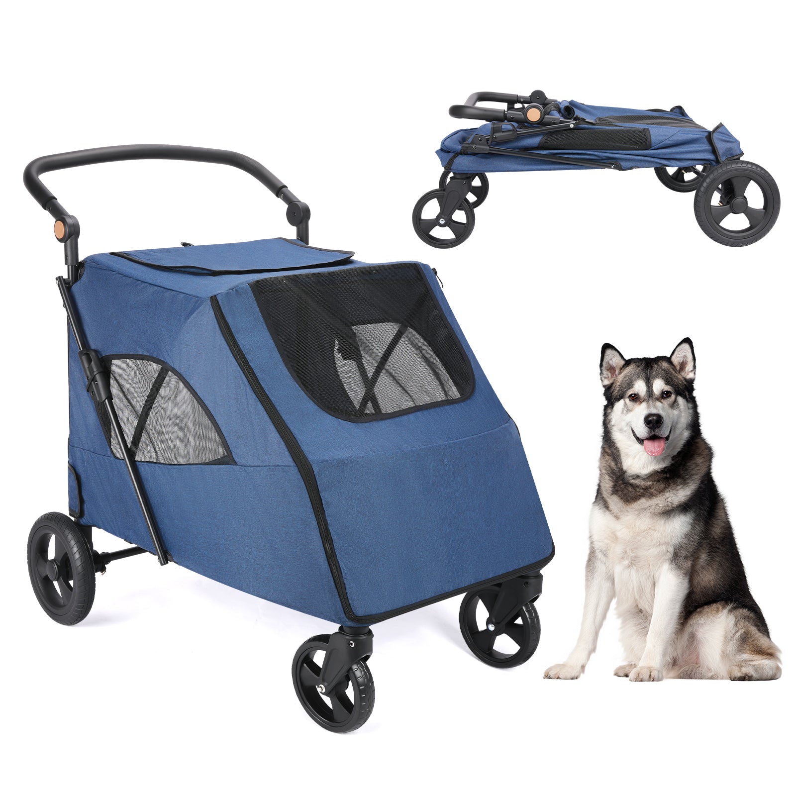  poussette à chien LargePetStroller -bleu