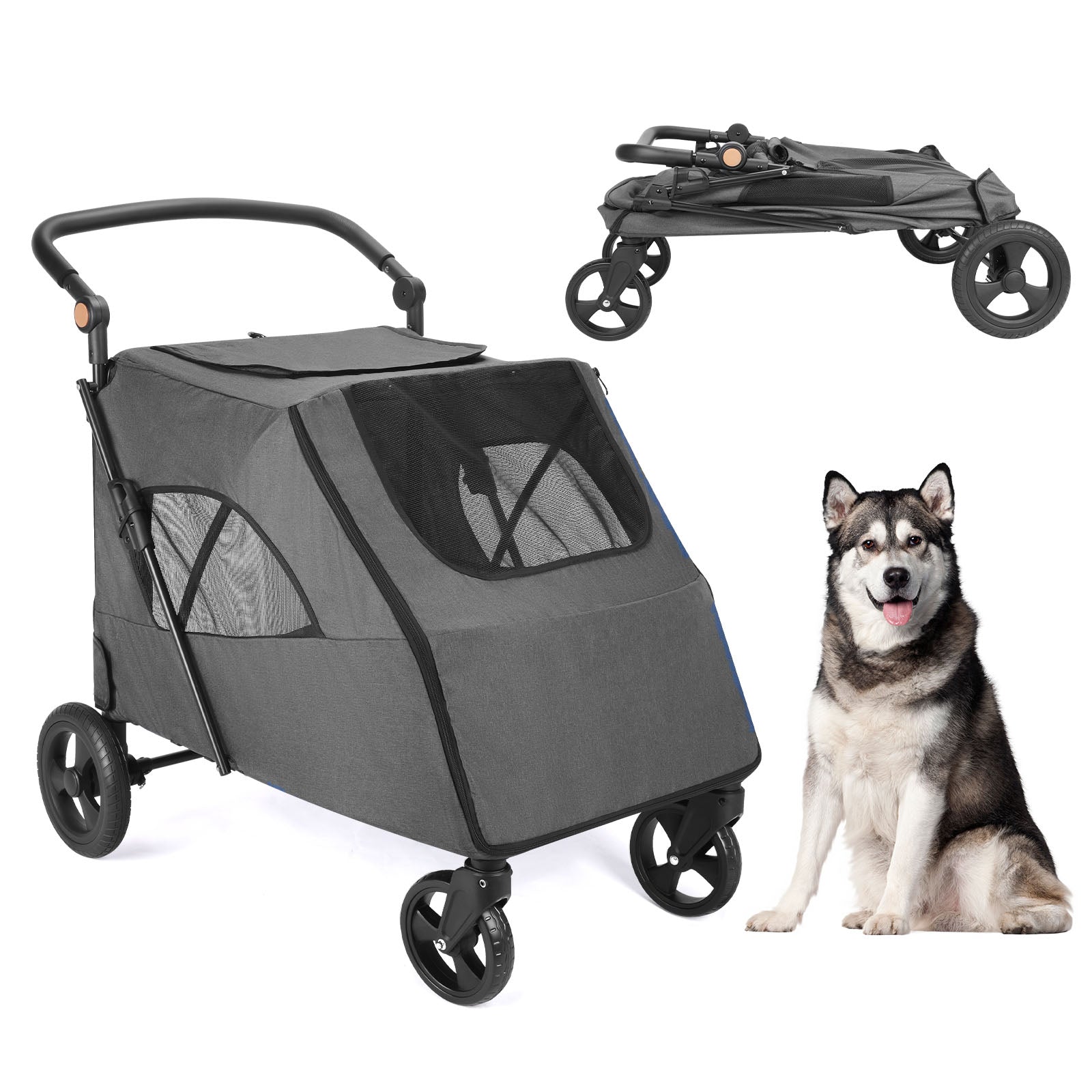  poussette à chien LargePetStroller -gris