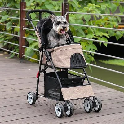 Poussette pour chien - PetStroller™ - Beige avec chien, bord du lac